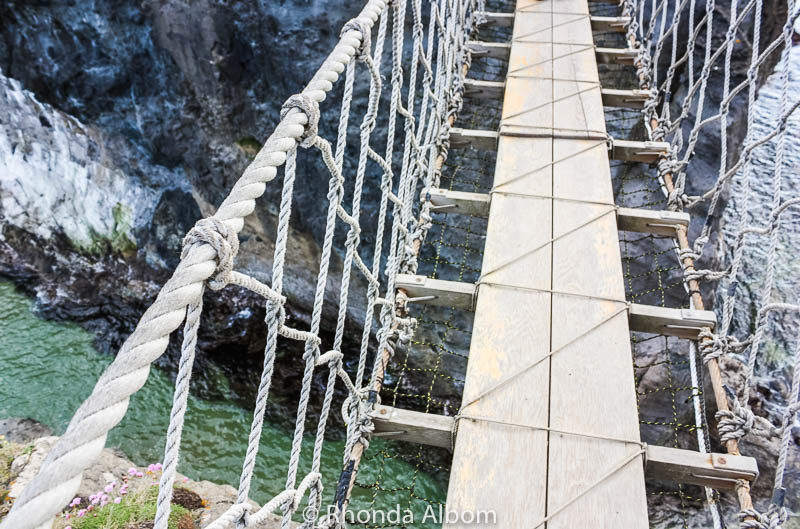 Looking down from the Carrick A Rede Rope Bridge in Northern Ireland