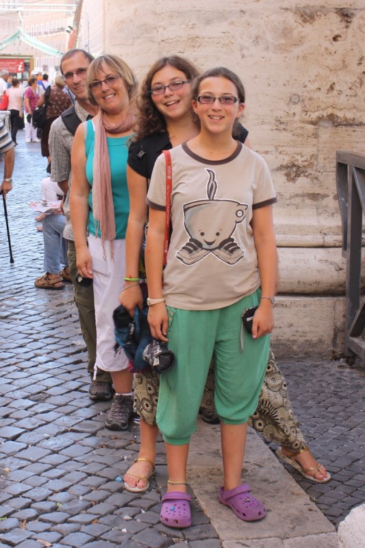 Standing on the border between Vatican City and Italy.