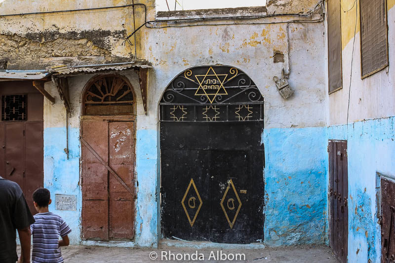 A doorway in the Jewish Quater leading to a Jewish cemetery in Morocco