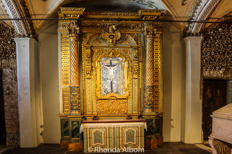 Traditional alter in the Chapel of Bones in Evora, Portugal