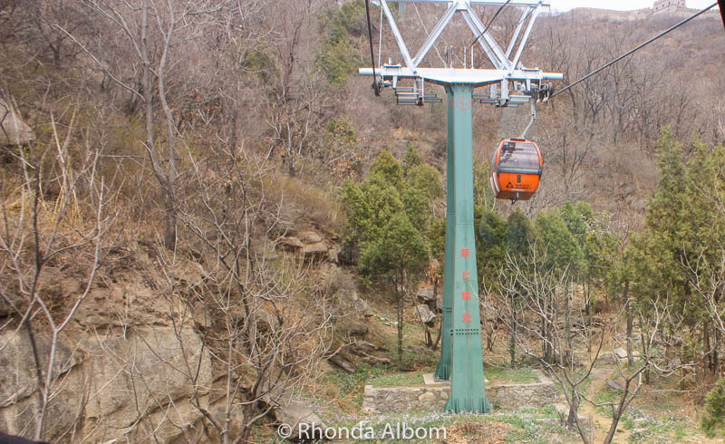 Cable car on the Way up to Mutianyu Section of the Great Wall of China
