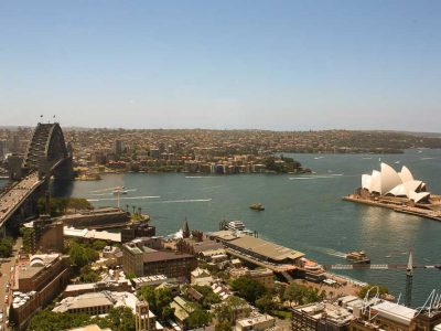 View from Shangri-La Sydney of the Harbour bridge and opera house and several of the things to do for free in Sydney