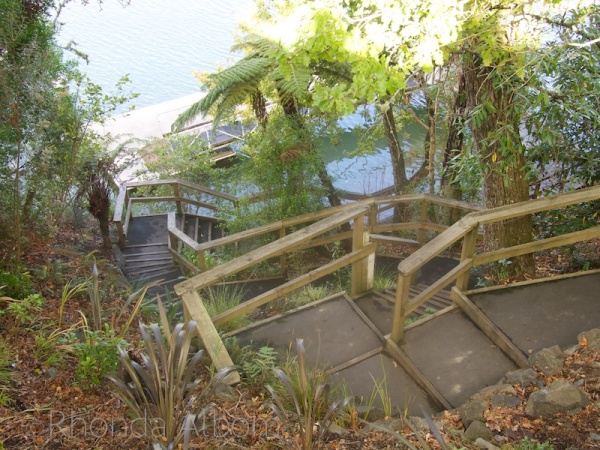 Staircase leading from the dock to Riverhead Tavern, Auckland, New Zealand
