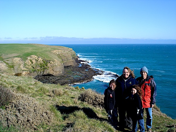 Slope Point, the cliff in the background is the most southern point of New Zealand's South Island.
