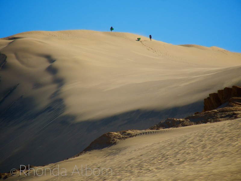 Sandboarding on the Giant Te Paki Sand Dunes, New Zealand