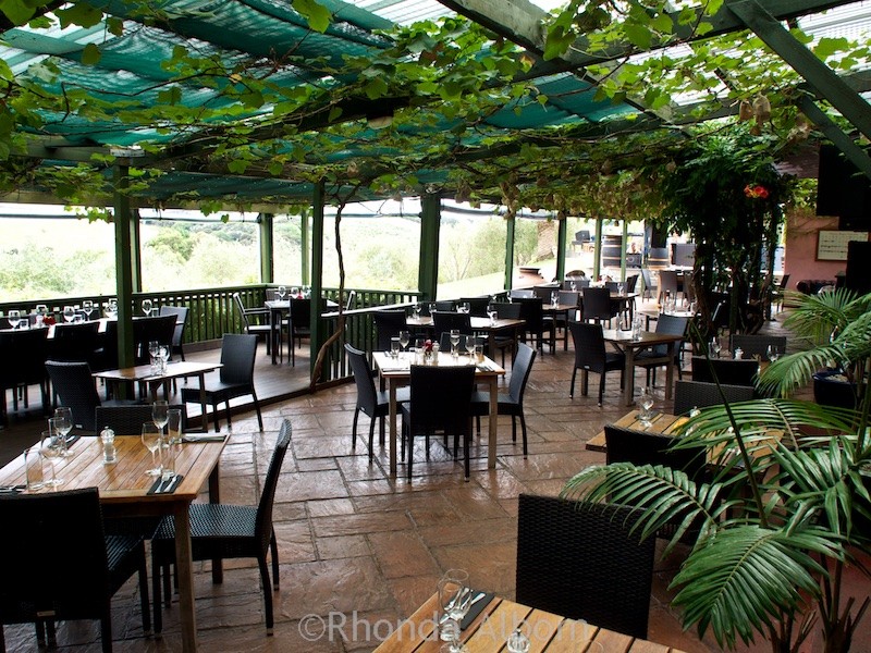 Vine covered restaurant at Stonyridge Vineyard on Waiheke Island outside of Auckland New Zealand