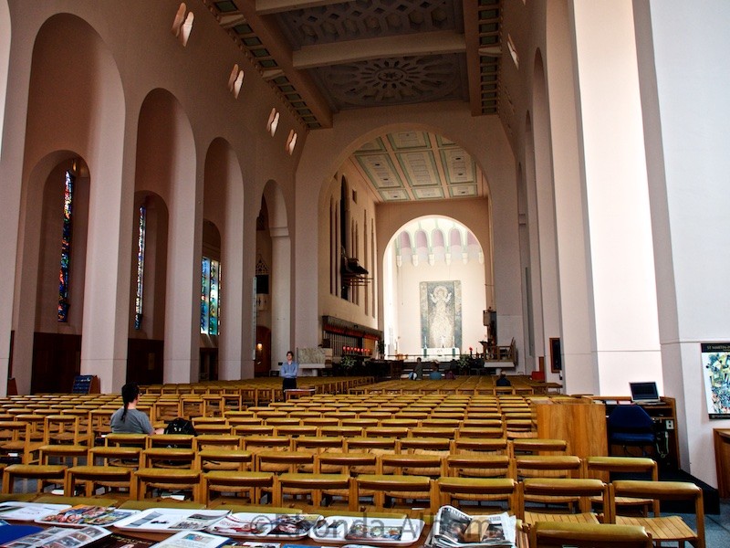 Modern interior of new St Paul Cathedral in Wellington New Zealand