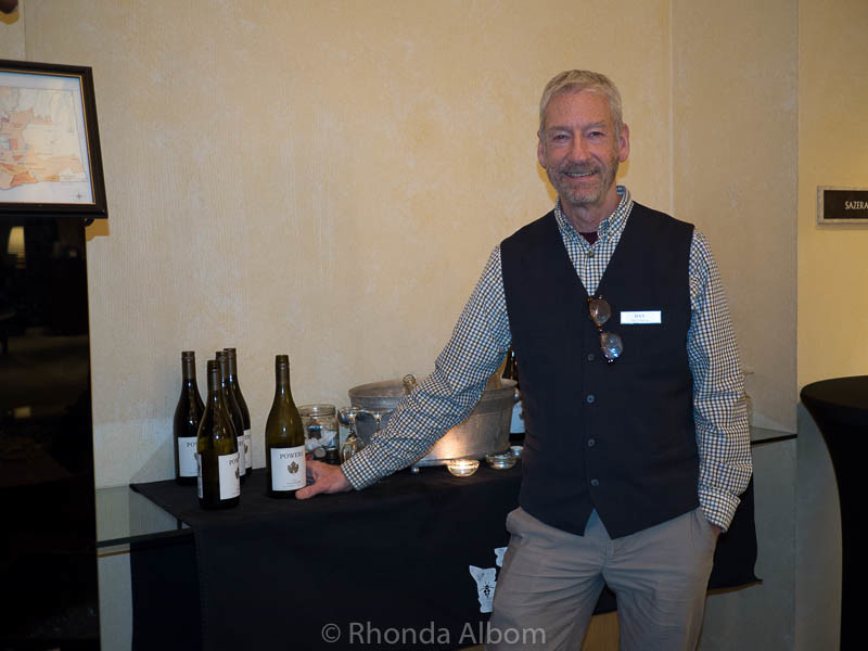 Award winning Dan Salvatora serving wine at the Hotel