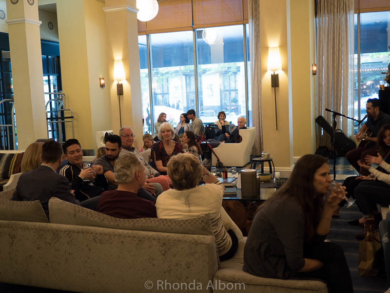 Daily hosted wine reception at Hotel Monaco in Seattle Washington