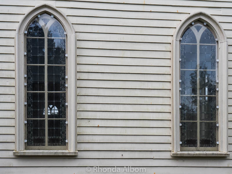 Musket holes in the side of Christ Church, New Zealand's Oldest Church located in Russell 
