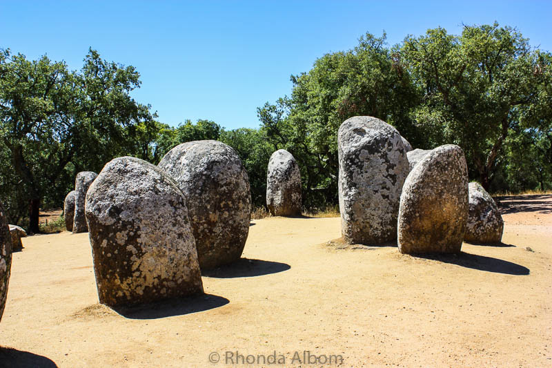 Almendres Cromlech megalithic complex in Evora Portugal