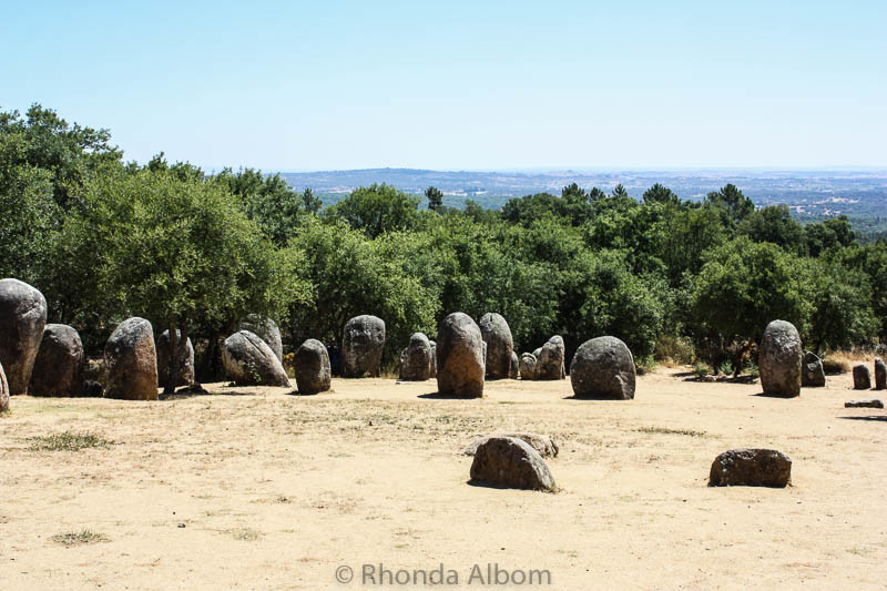 Almendres Cromlech megalithic complex in Evora Portugal