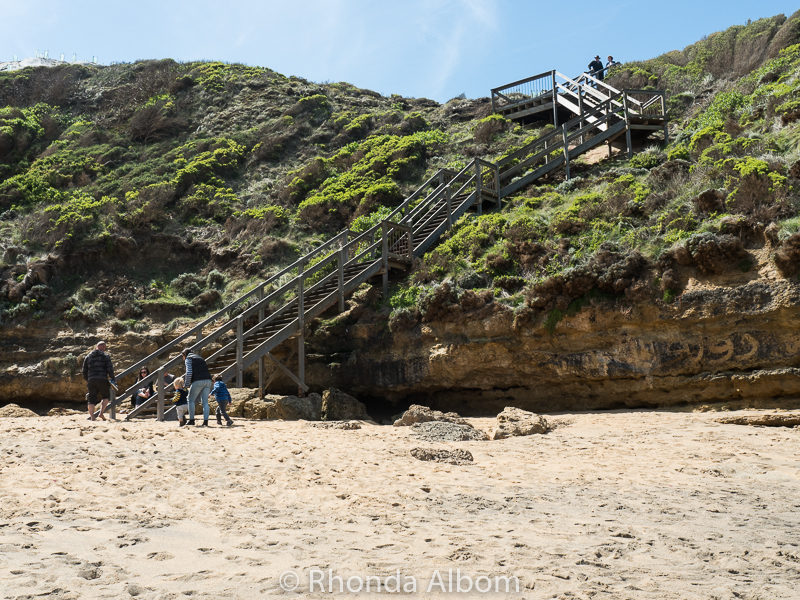 Over 100 steps lead down to Bells Beach.