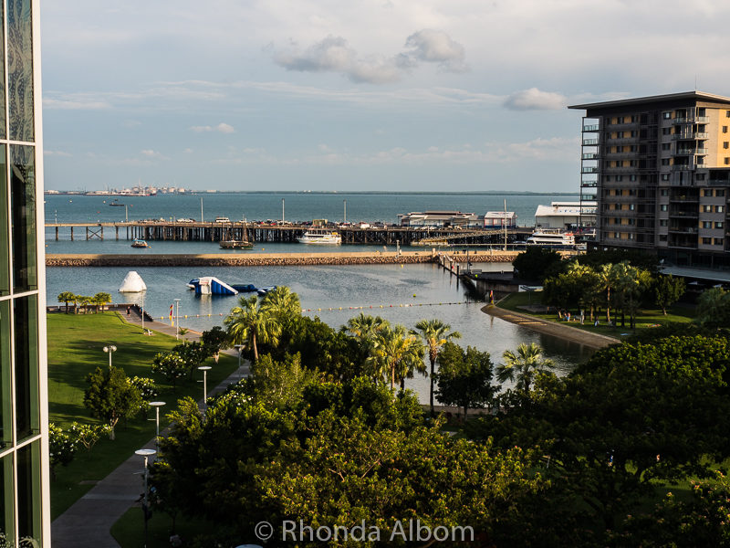 View from pedestrian bridge to Darwin Waterfront.