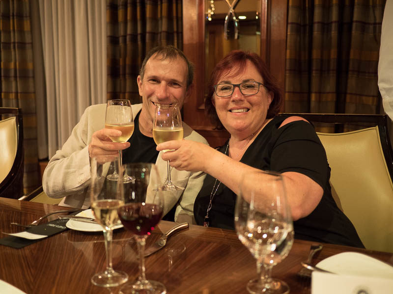 Dressing it up for a special Chef's Table dinner on the Radiance of the Seas.