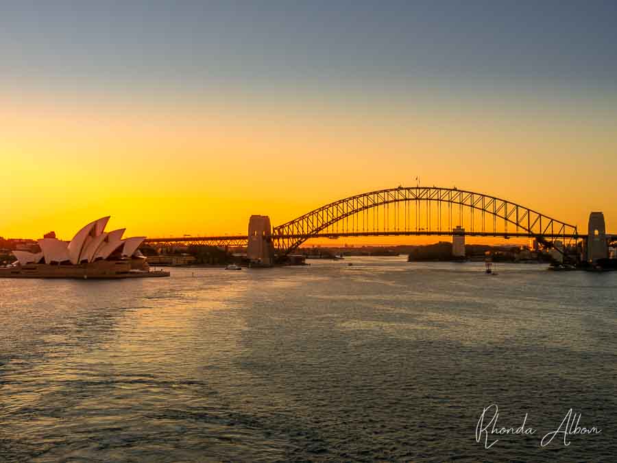 sydney harbour bridge at sunset