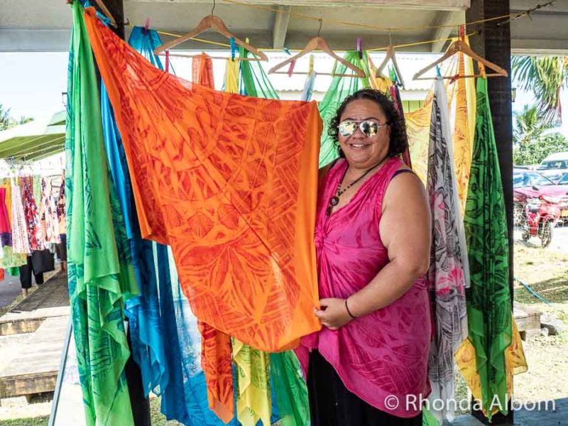 A custom sarong, one of the many things to shop for on a Rarotonga holiday