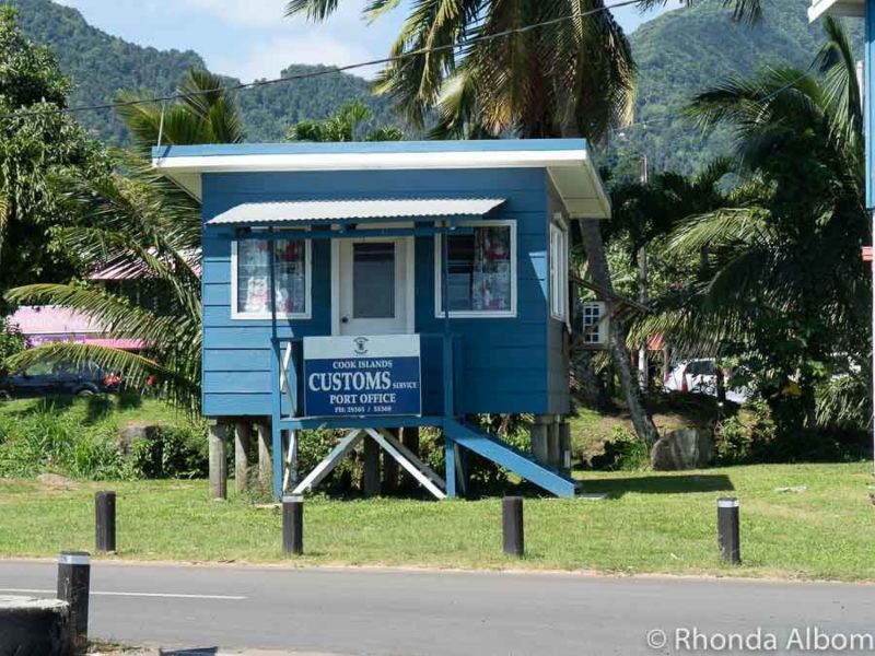 Tiny, one room building that is the port customs office on this Travel guide to Rarotonga Cook Islands