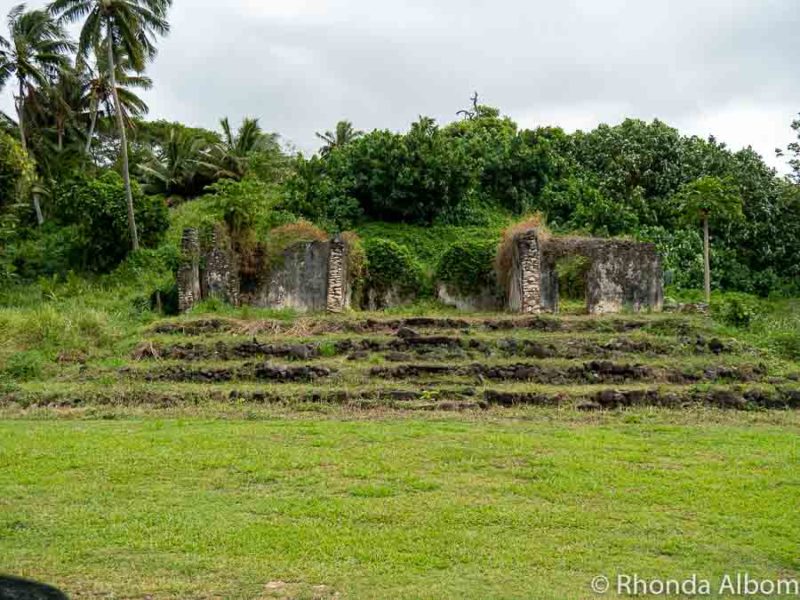 Marae seen while driving the inner road on the island of Rarotonga