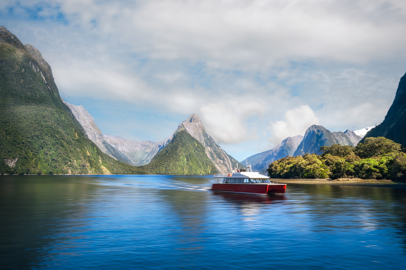 A local boat at Freshwater Basin at Milford Sound