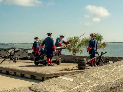 A live cannon exhibit at Castillo de San Marcos - one of the unique things to do in St Augustine Florida.
