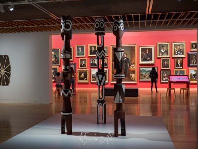 A section of the art gallery on the upper floor of Te Papa, the National Museum of New Zealand is one of the best Wellington indoor activities