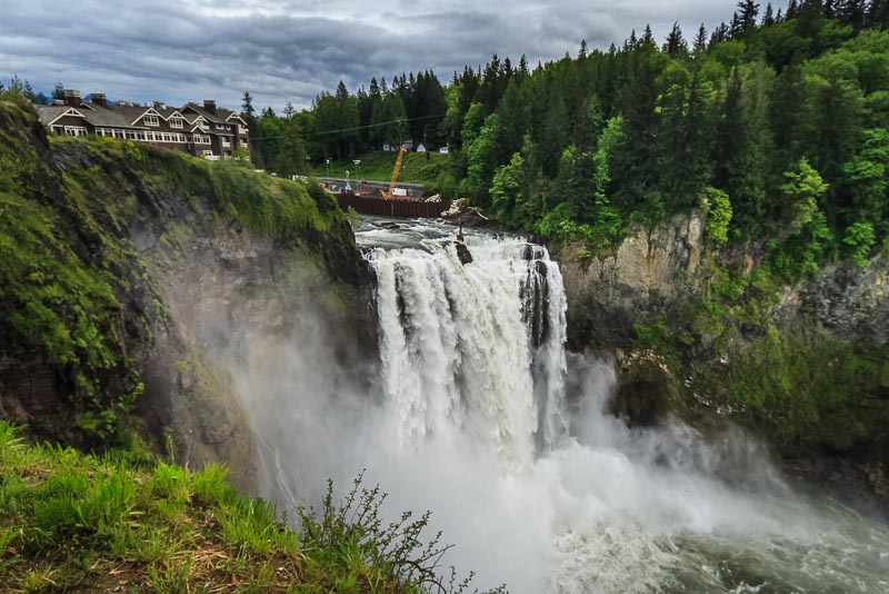 Snoqualmie Falls, famous waterfall in Washington State is one our favorite day trips from Seattle