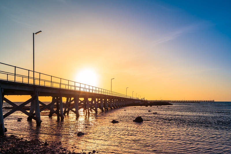 Moonta Bay jetty at sunset