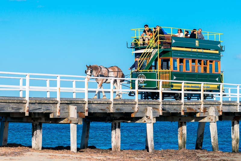 Victor Harbor horse-drawn carriage from Granite Island