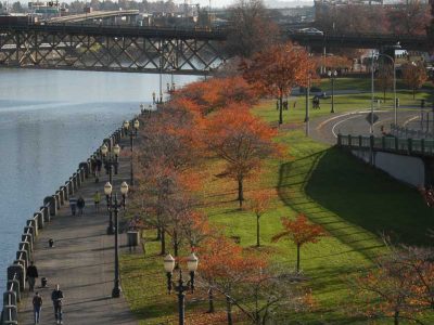 Walking along the waterfront is one of many free things to do in Portland