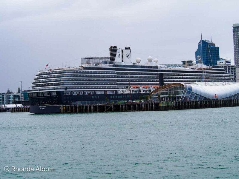 cruise ship docked at the Auckland cruise port