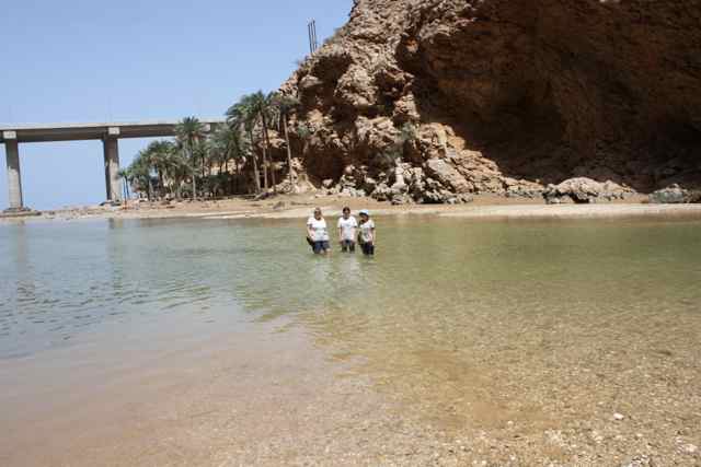 crossing wadi shab in Oman crossing wadi shab in Oman