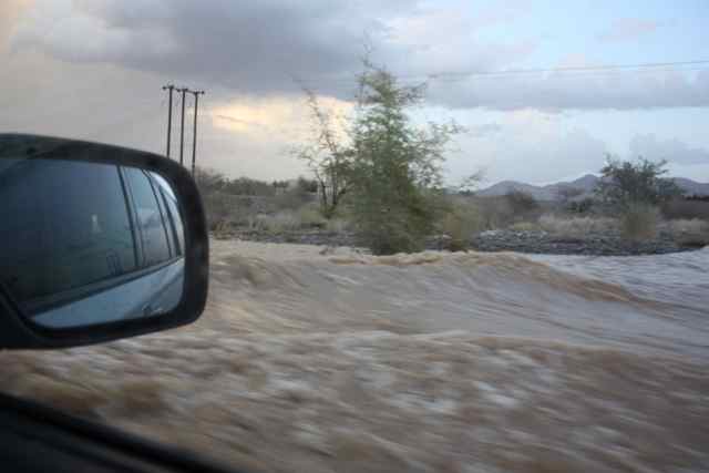 deep wadi water in oman during a flash flood deep wadi water in oman during a flash flood