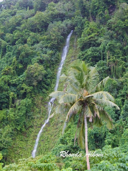 Waterfall from the rains on South coast of Upolu, Samoa